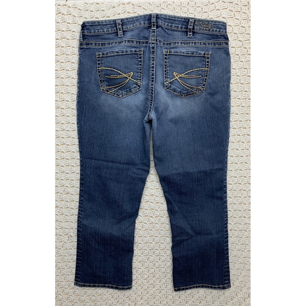 Sirver Suki Capri Jeans Women Sz 18 W38‎ L25 Blue Denim 5- Pockets Cotton Blend